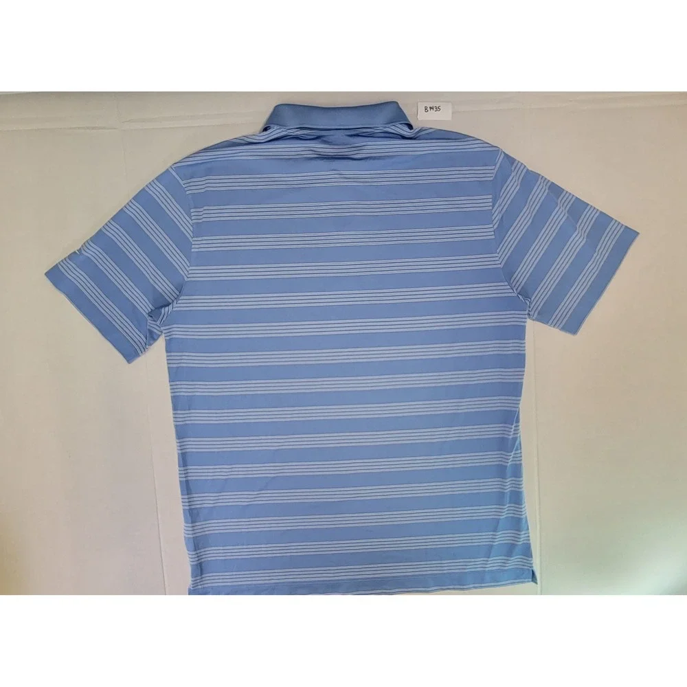 Nike Golf Tour‎ Performance Polo Shirt Mens Large Blue White Stripe Short Sleeve